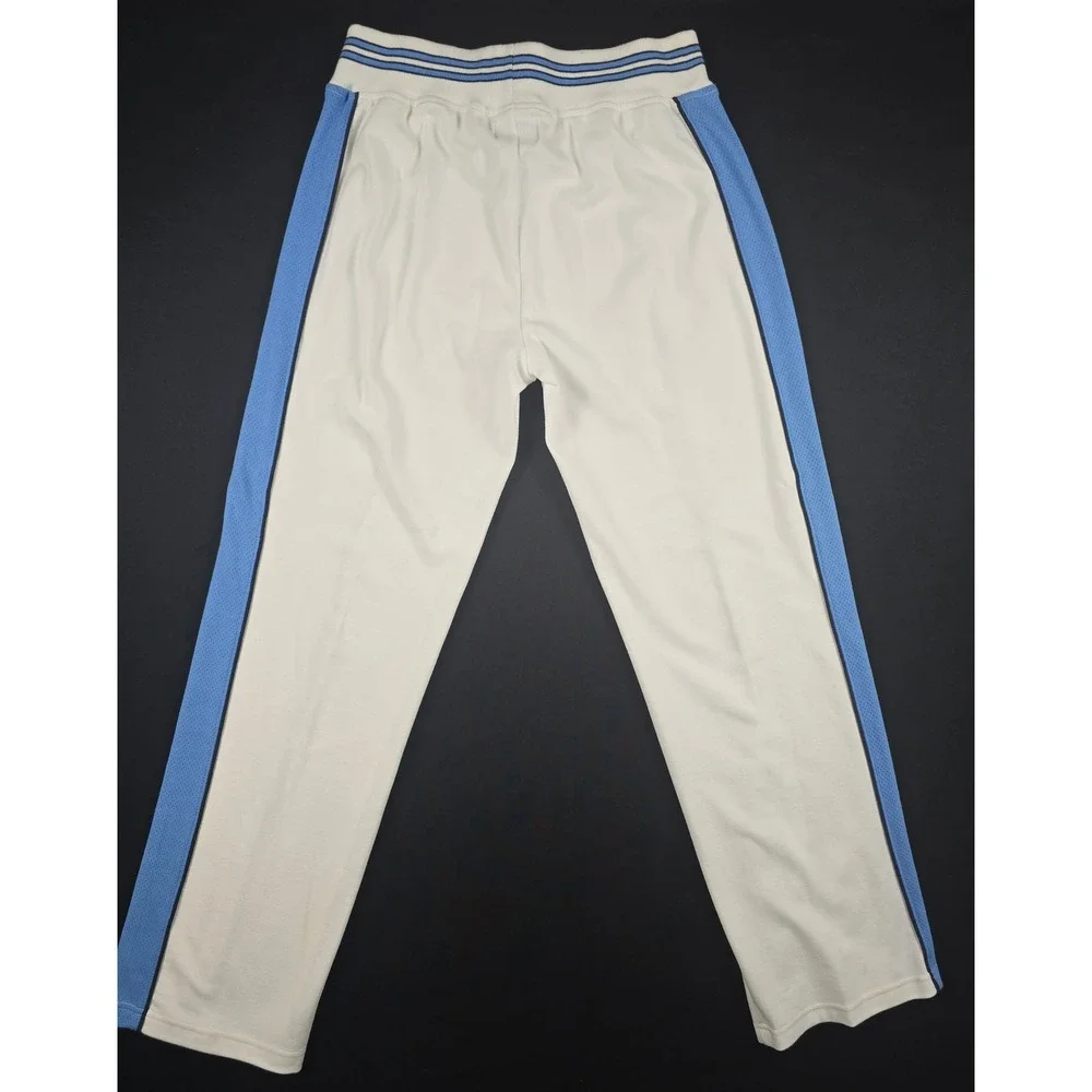 New York Laundry White Track Pants Blue Mesh Stripe Stitched Crease Medium